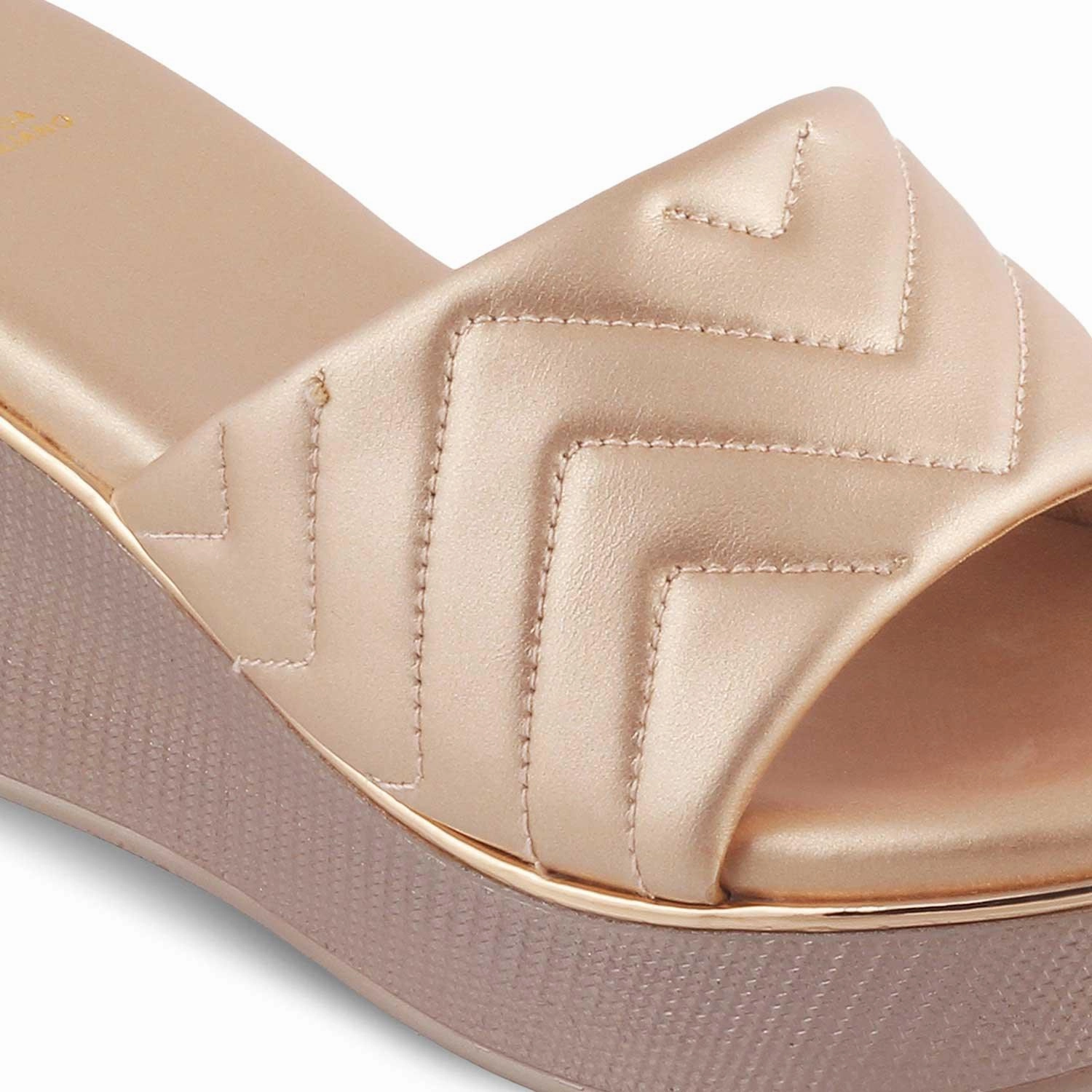Die Coldege Champagne Damen Keilabsatz Sandalen Tresmode