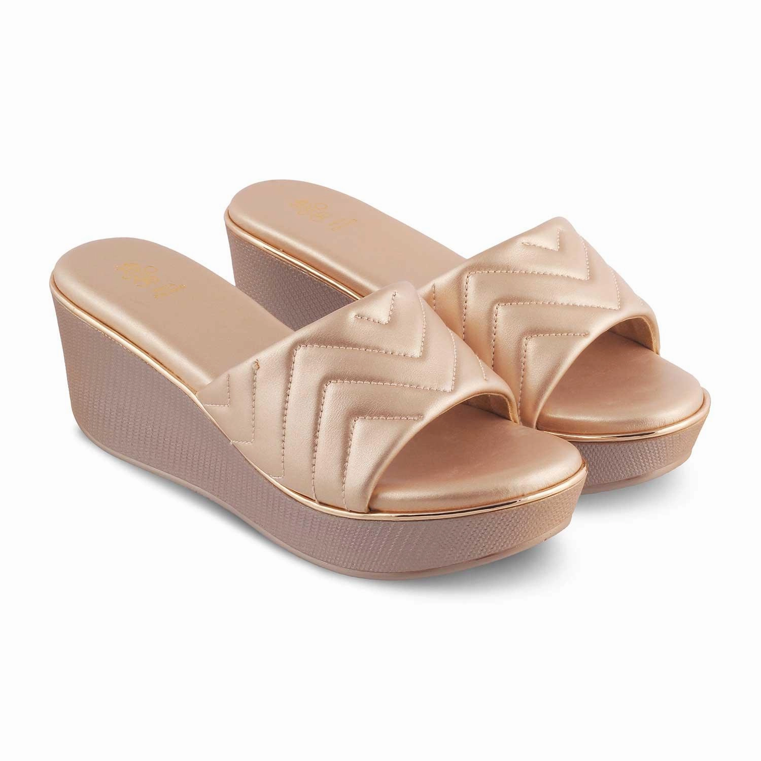 Die Coldege Champagne Damen Keilabsatz Sandalen Tresmode