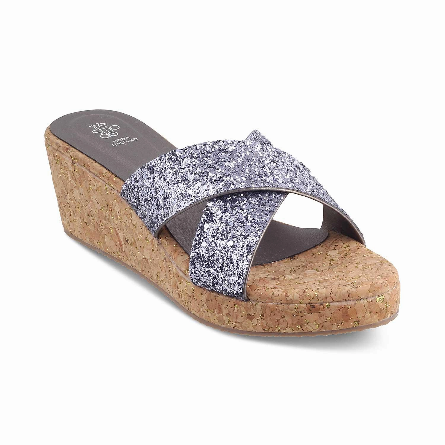 Die Mary Pewter Damen Keilabsatz Sandalen Tresmode