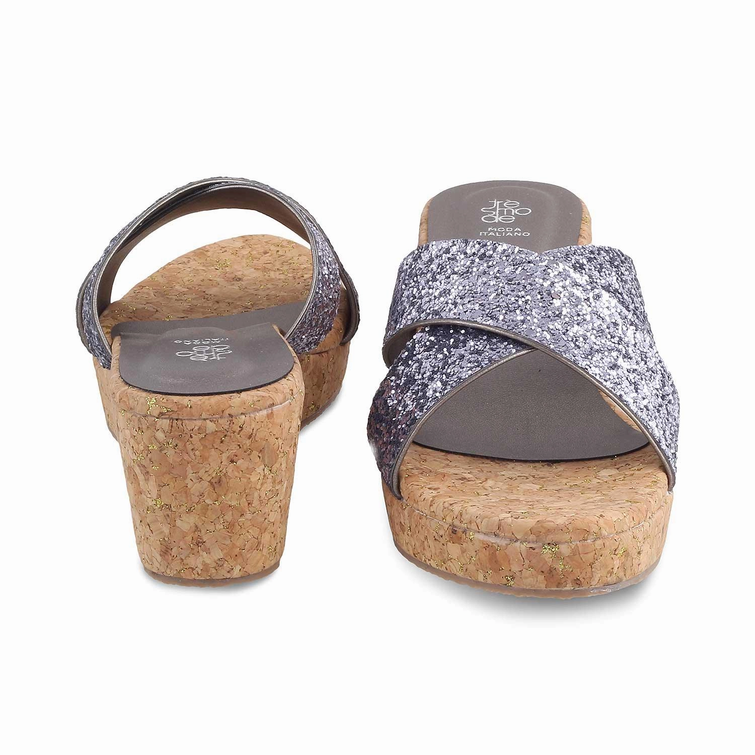 Die Mary Pewter Damen Keilabsatz Sandalen Tresmode
