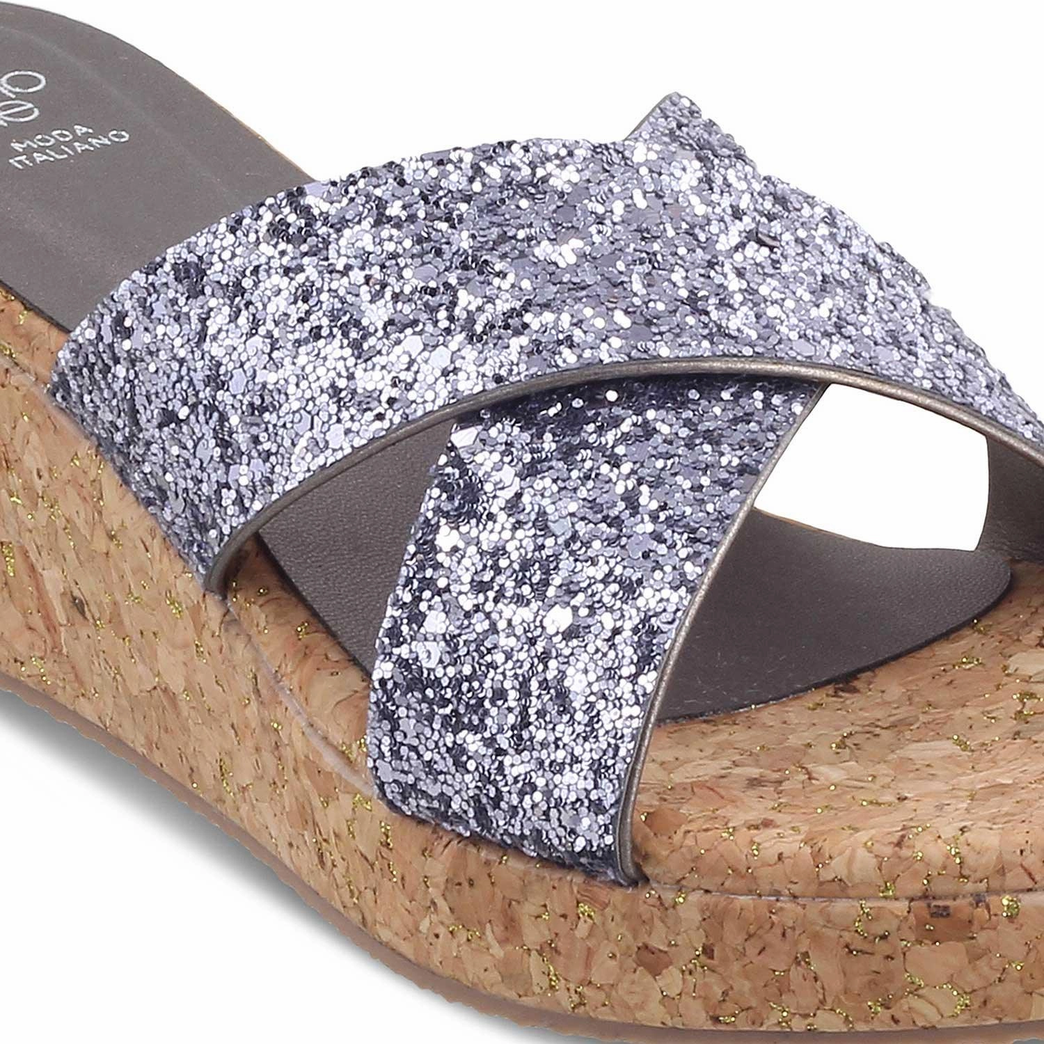 Die Mary Pewter Damen Keilabsatz Sandalen Tresmode