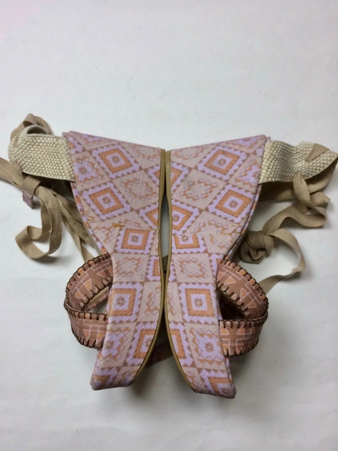 Theodora & Callum Größe 40 (9/9.5) Pink & Beige Keilabsatz Sandalen NWOB