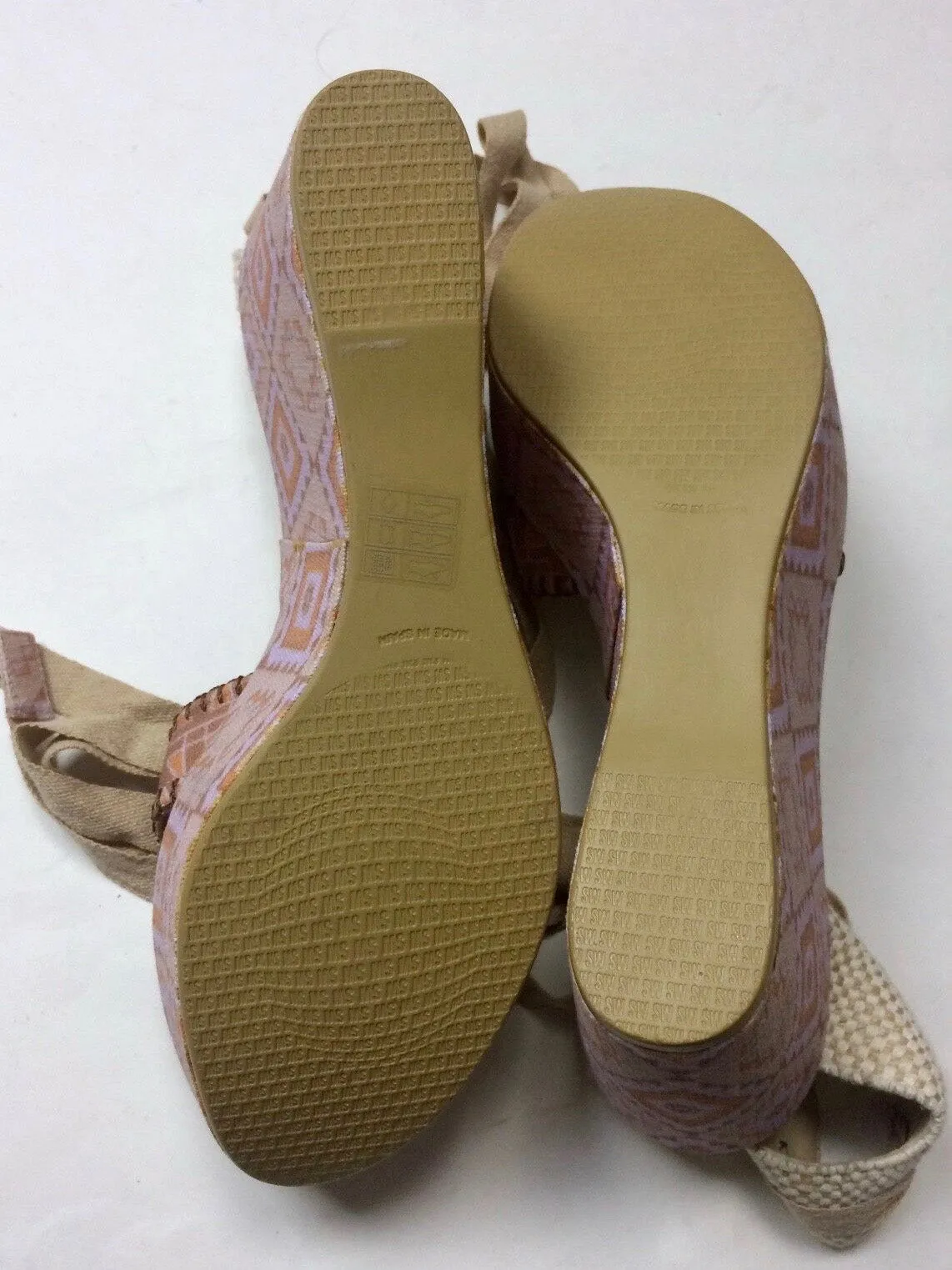 Theodora & Callum Größe 40 (9/9.5) Pink & Beige Keilabsatz Sandalen NWOB