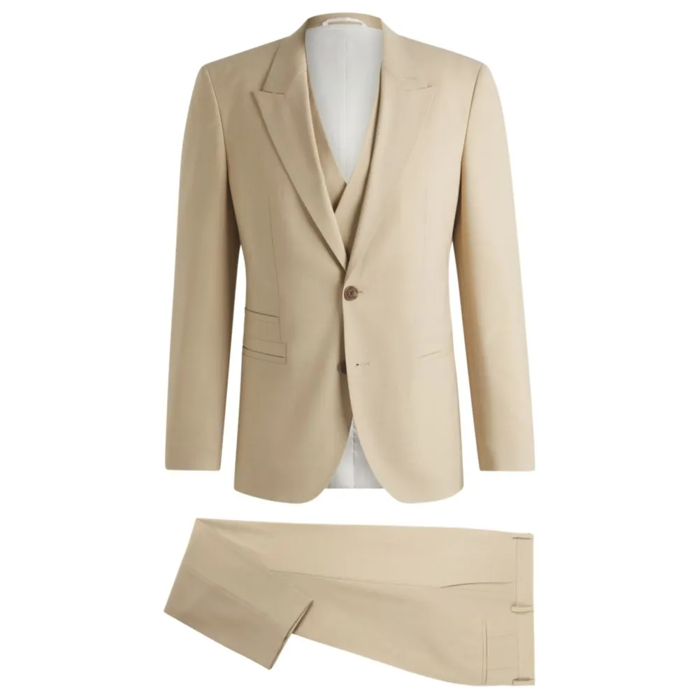 Dreiteiliger Slim-Fit-Anzug im Mohair-Look-Dobby-Design