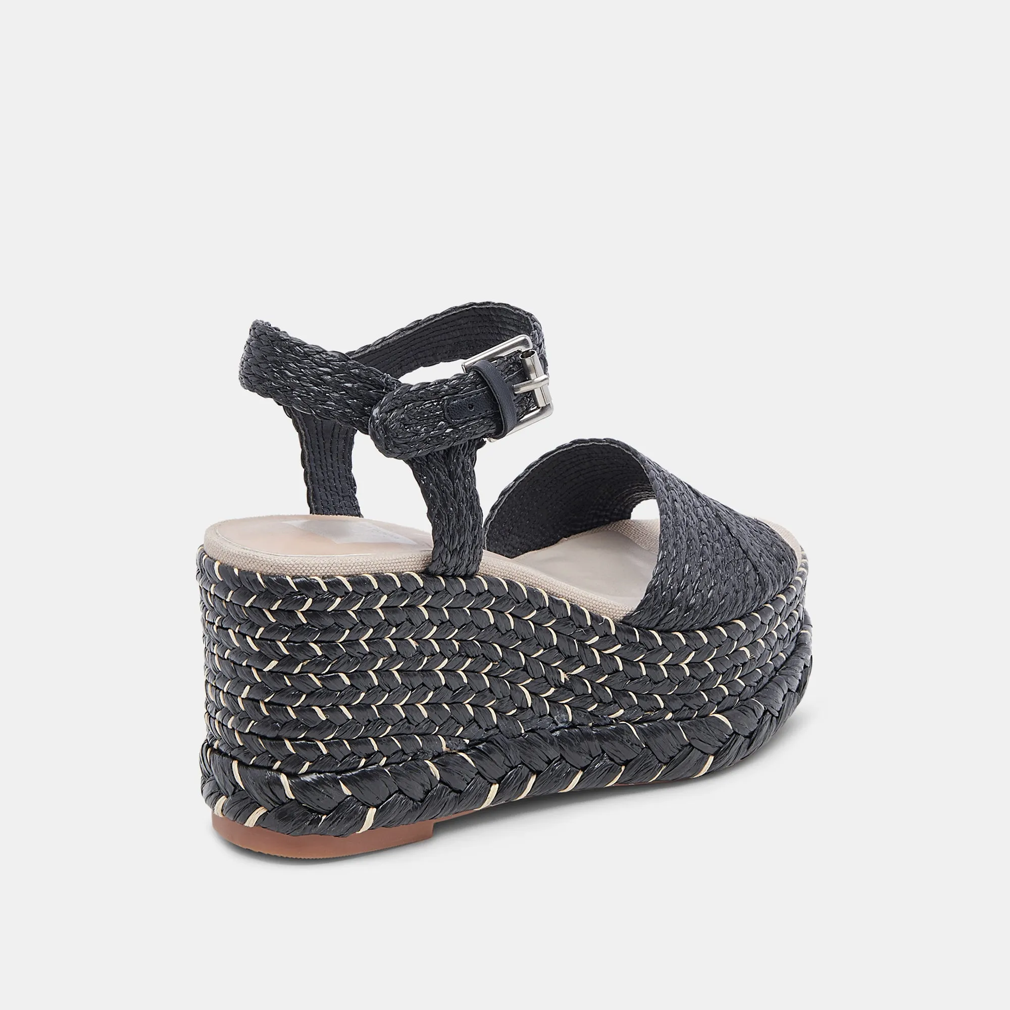 TIAGO WEDGES SCHWARZ RAFFIA