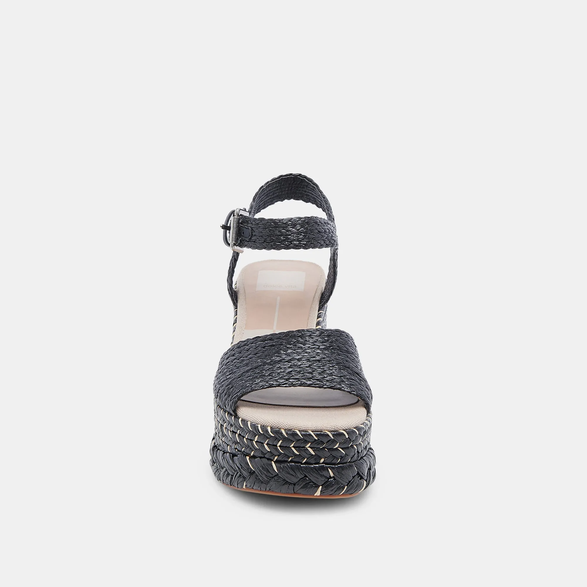 TIAGO WEDGES SCHWARZ RAFFIA
