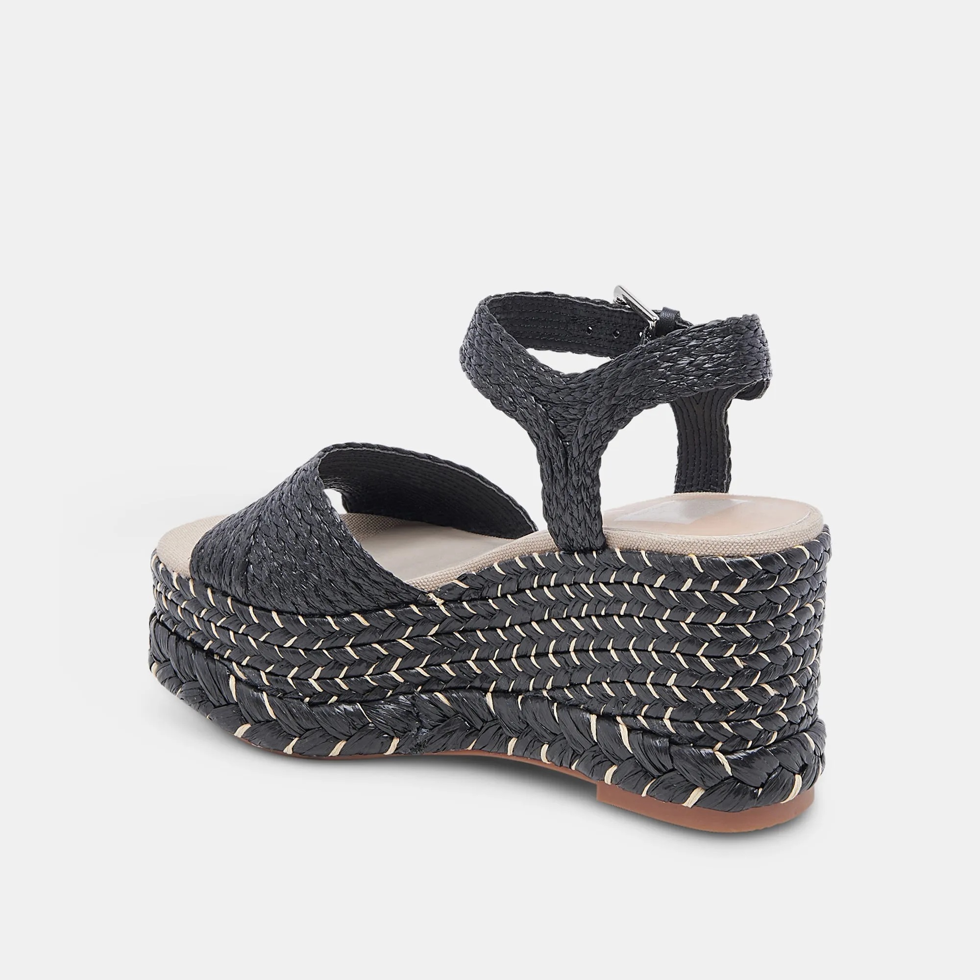 TIAGO WEDGES SCHWARZ RAFFIA