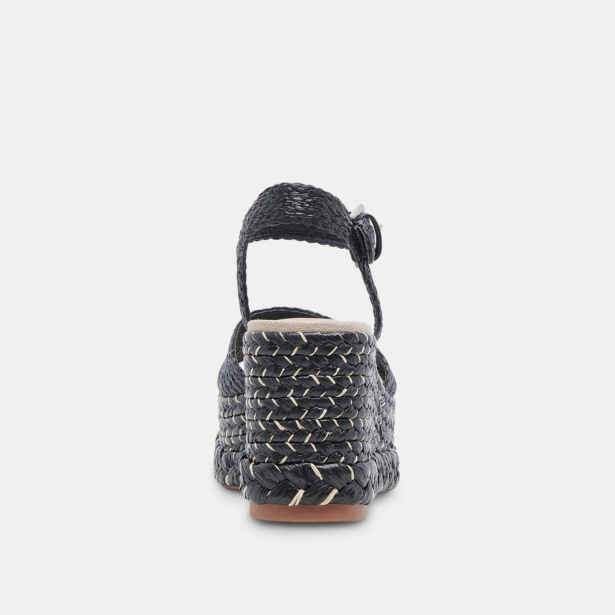 TIAGO WEDGES SCHWARZ RAFFIA