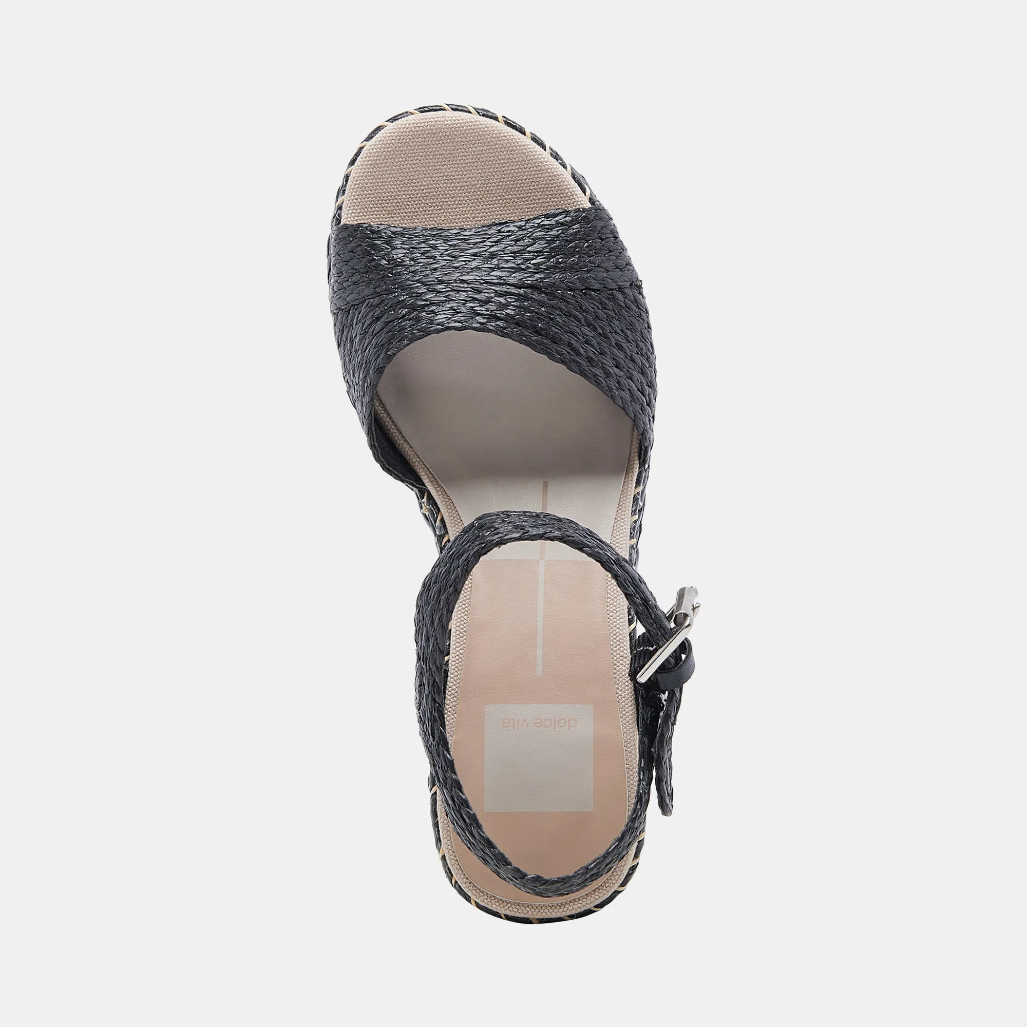 TIAGO WEDGES SCHWARZ RAFFIA