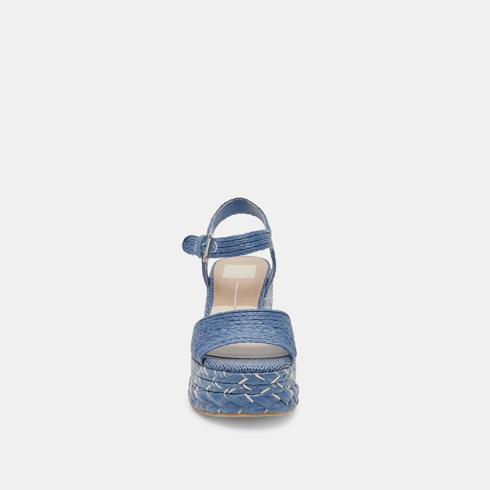 TIAGO WEDGES BLAU RAFFIA