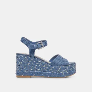 TIAGO WEDGES BLAU RAFFIA