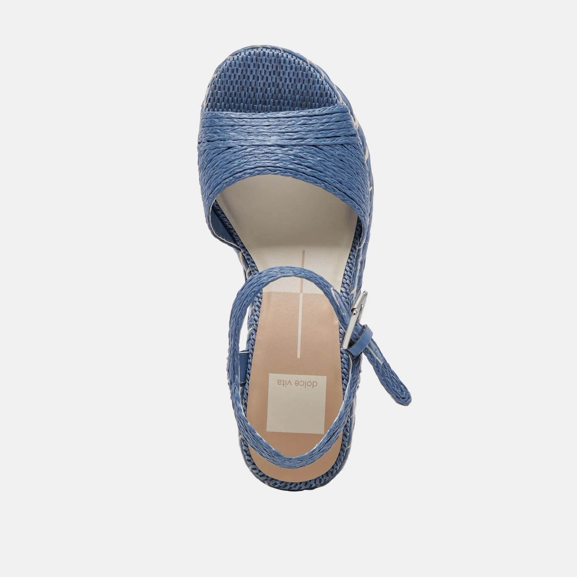 TIAGO WEDGES BLAU RAFFIA