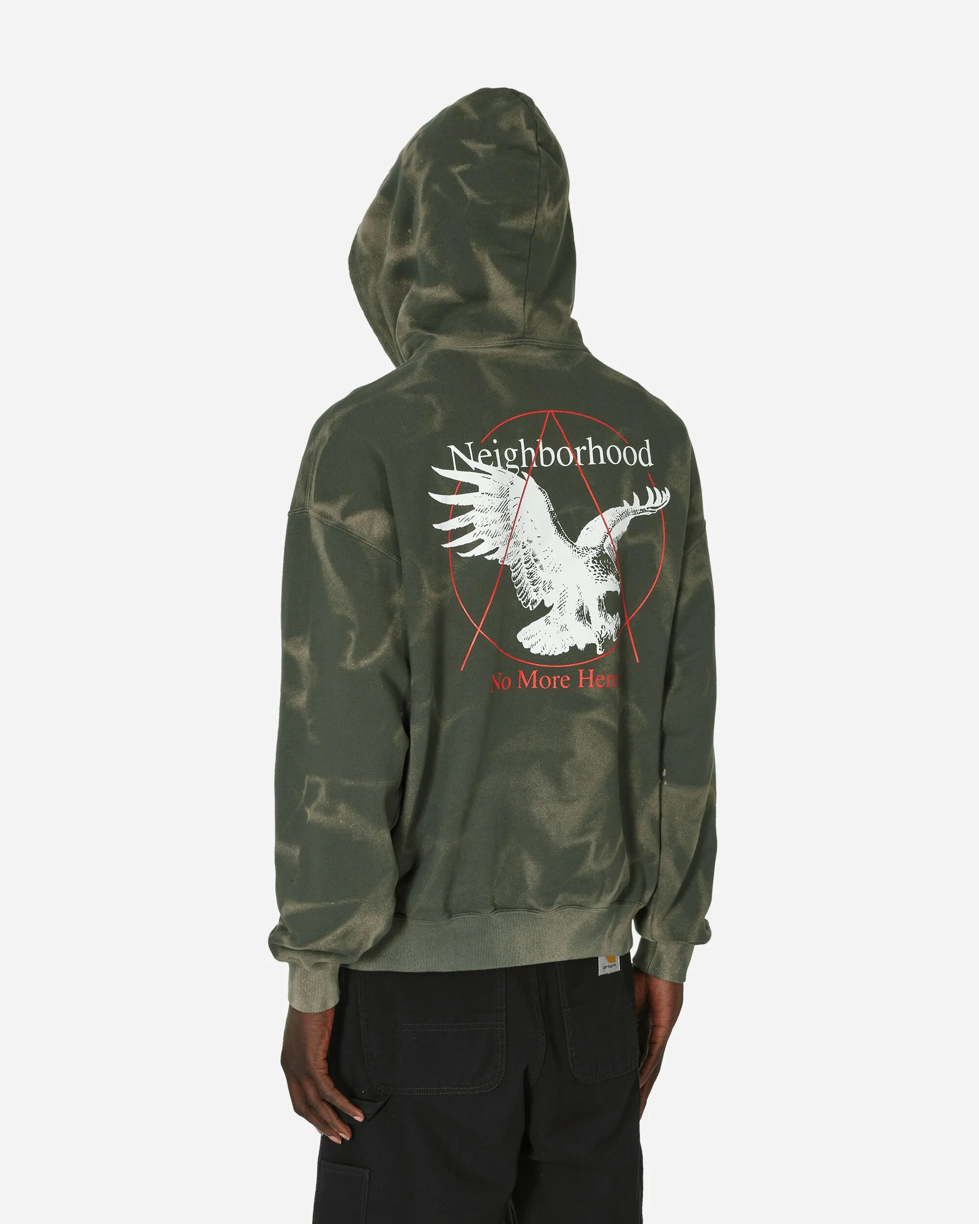 Tie-Dye Kapuzenpullover Olivgrün