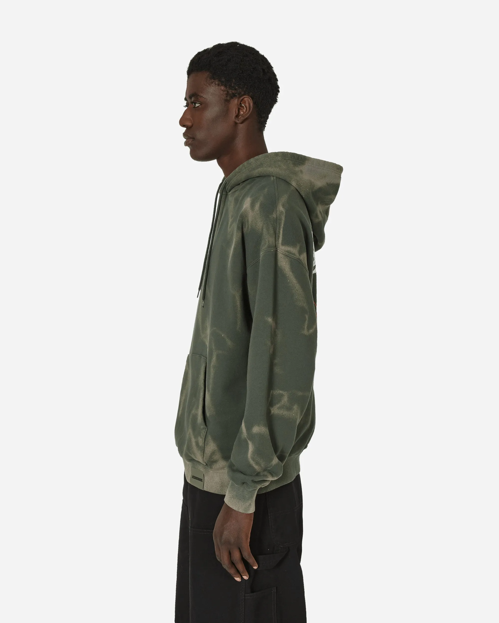 Tie-Dye Kapuzenpullover Olivgrün