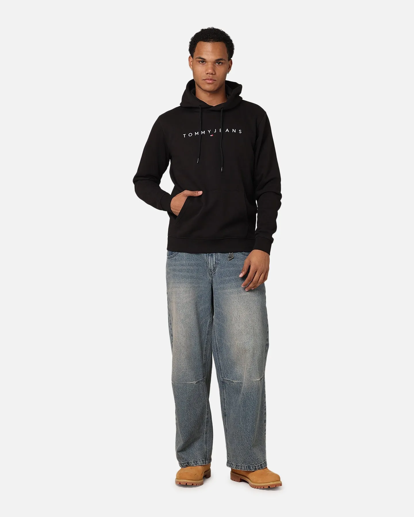Tommy Jeans Reg Linear Logo Hoodie Schwarz