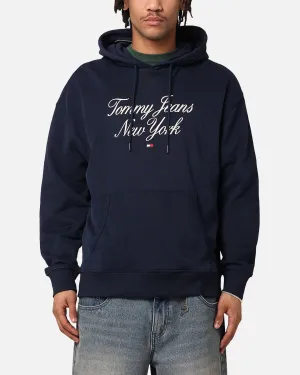 Tommy Jeans TJM Luxe Serif Relax Kapuzenpullover Dunkel Nachtblau