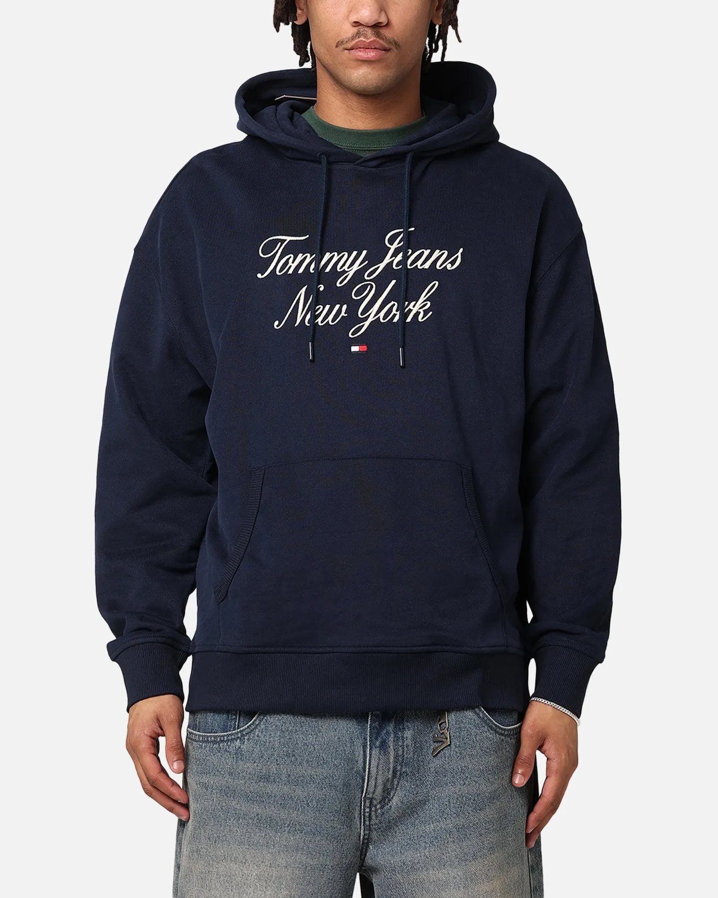 Tommy Jeans TJM Luxe Serif Relax Kapuzenpullover Dunkel Nachtblau