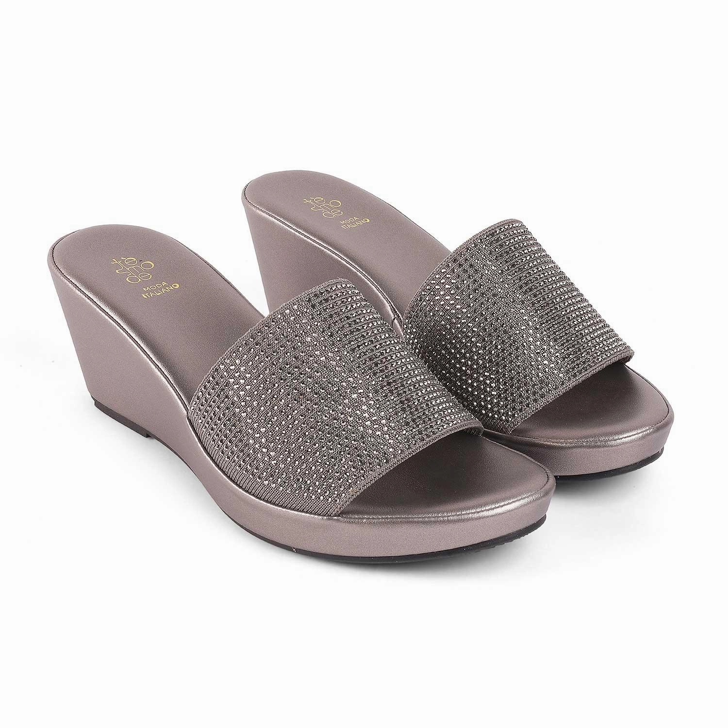 Tresmodde Tonsanw Pewter Women's Dress Wedge Sandals