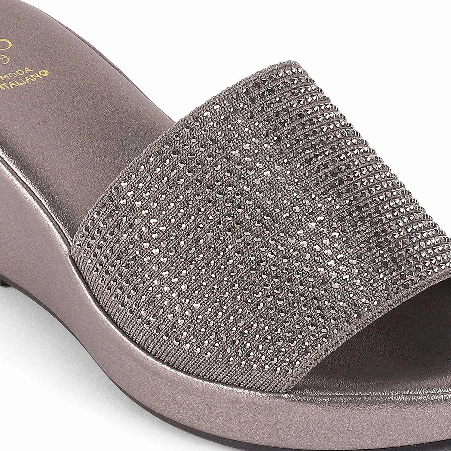 Tresmodde Tonsanw Pewter Women's Dress Wedge Sandals