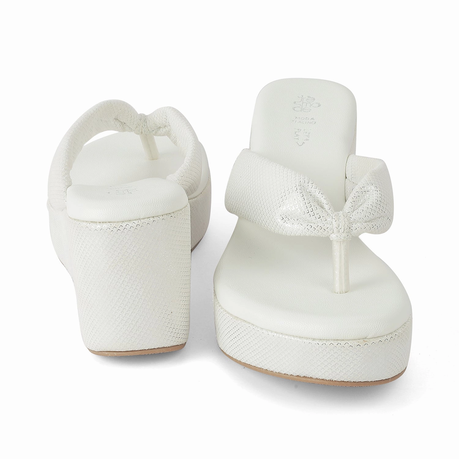 Tresmode Thede White Women's Dress Wedge Heel Sandals