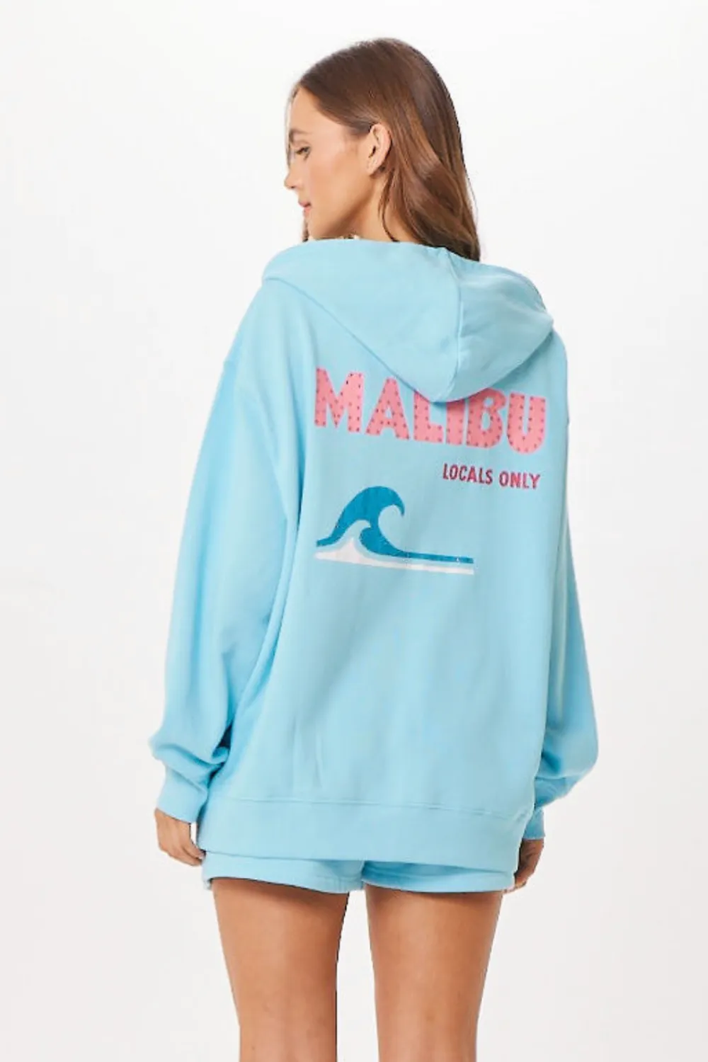 Tropisch blaue Malibu Jet Setter Surf Wash Reißverschluss-Jacke