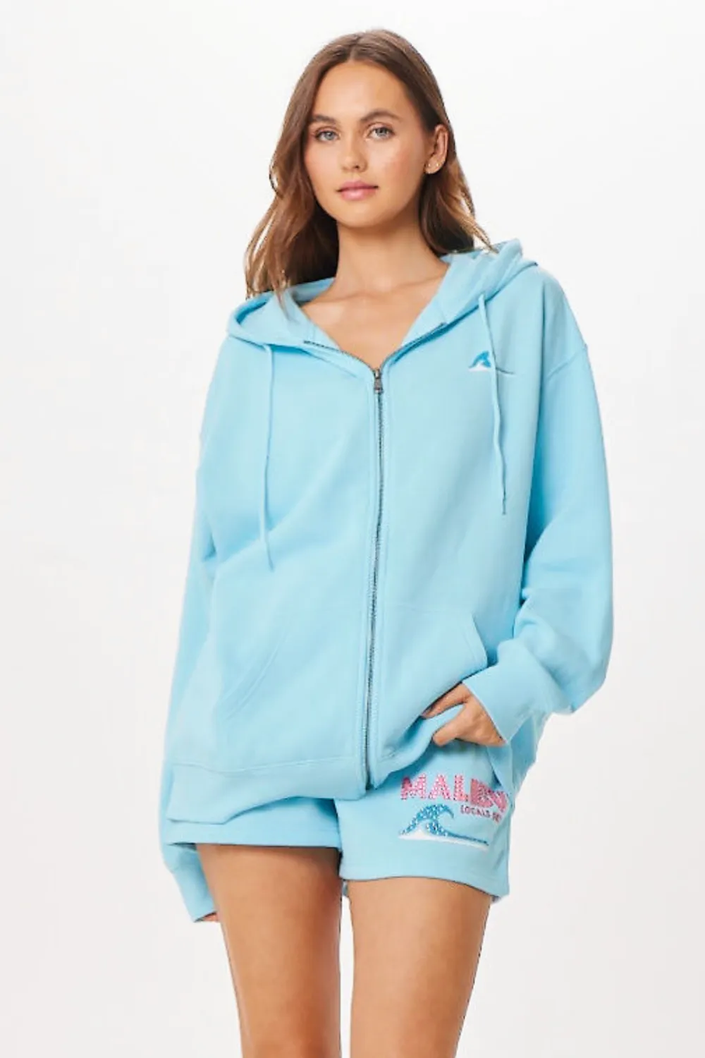 Tropisch blaue Malibu Jet Setter Surf Wash Reißverschluss-Jacke