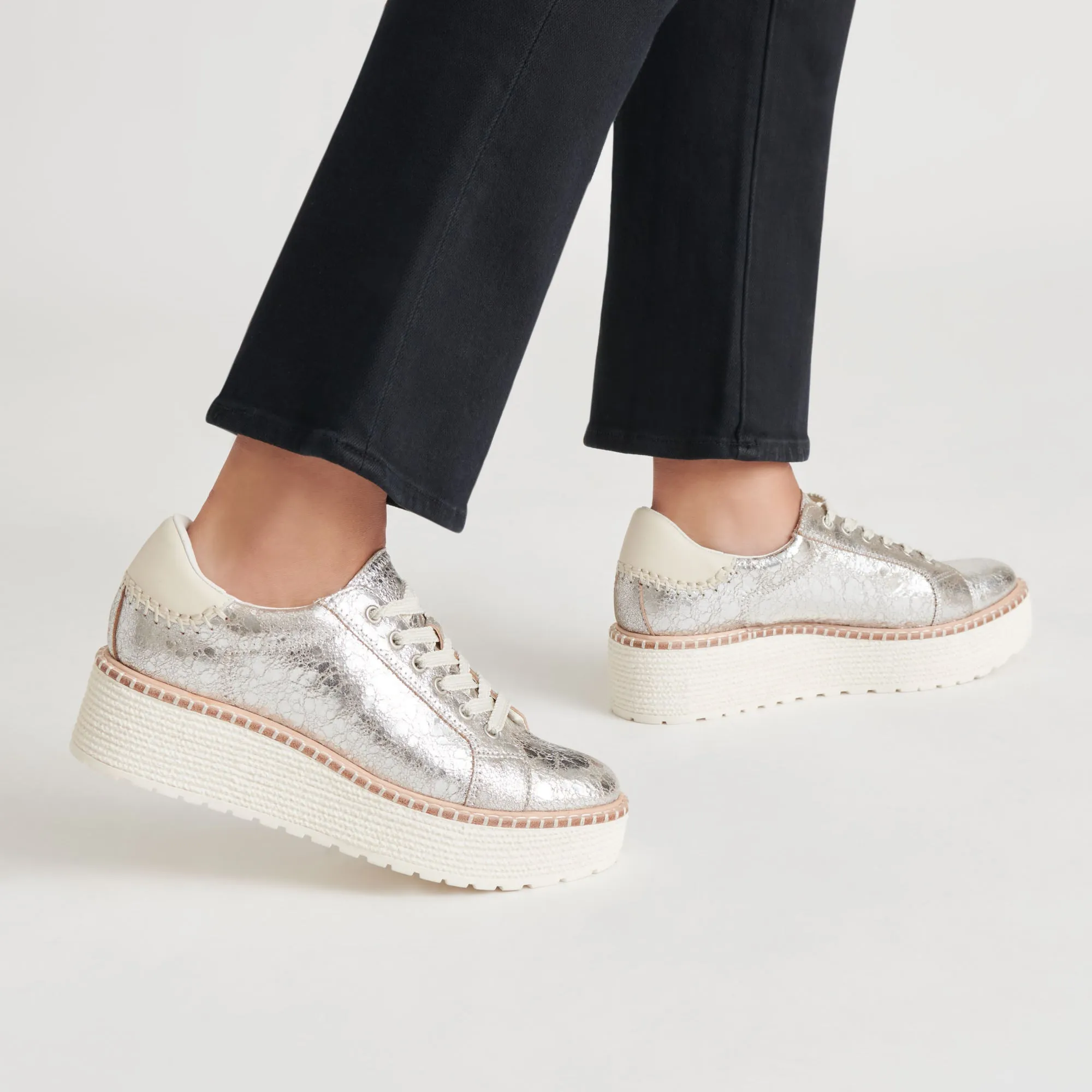 TWAIN SNEAKERS SILBER GECRACKTES LEDER