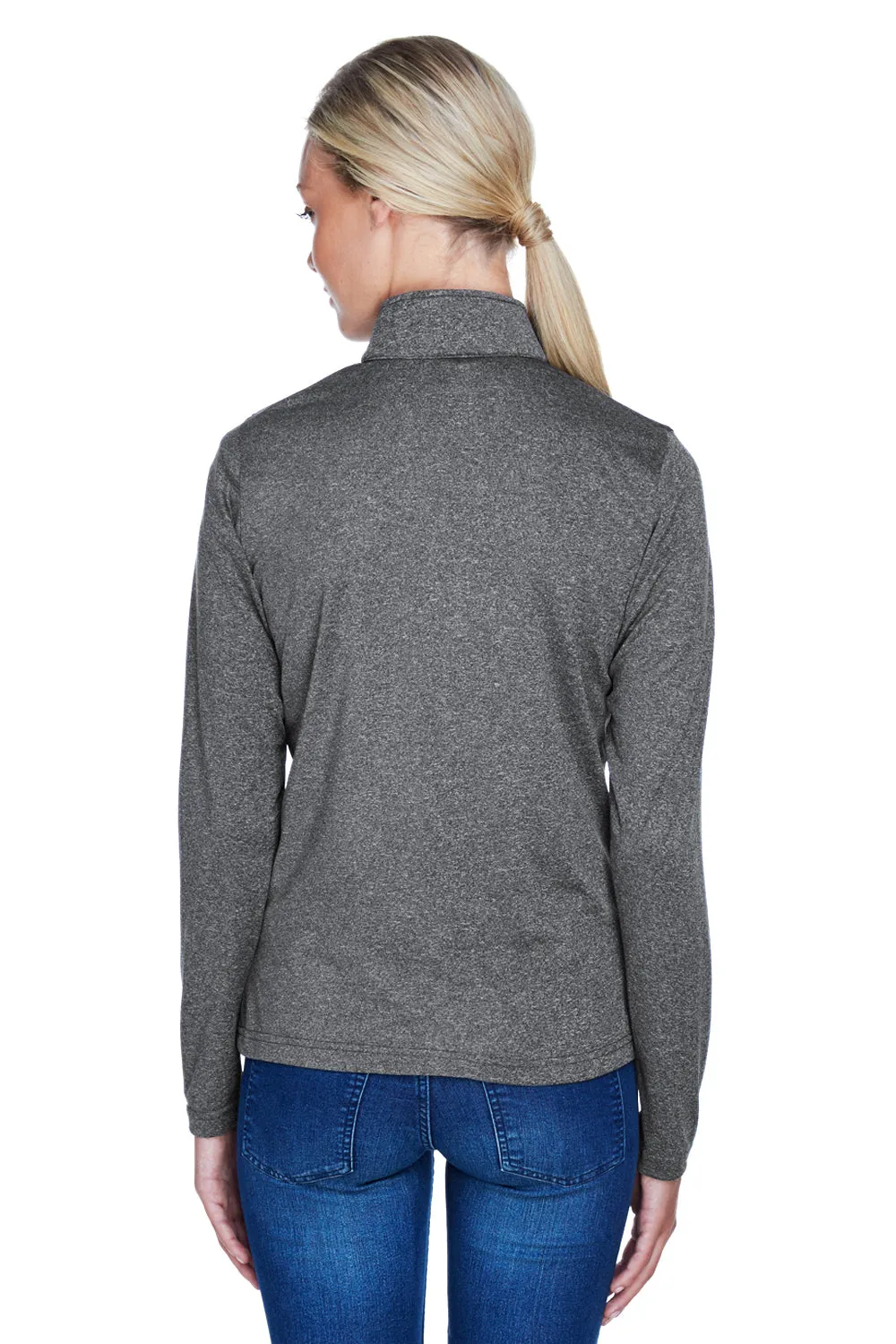 UltraClub Damen Heather Cool & Dry Performance Feuchtigkeitstransportierendes 1/4-Zip Sweatshirt - Heather Schwarz