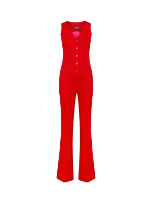 V-Ausschnitt Jumpsuit