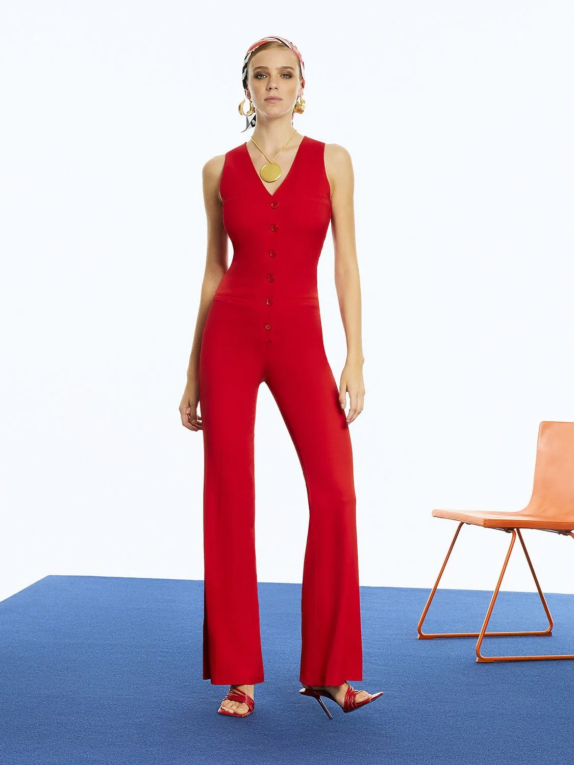 V-Ausschnitt Jumpsuit