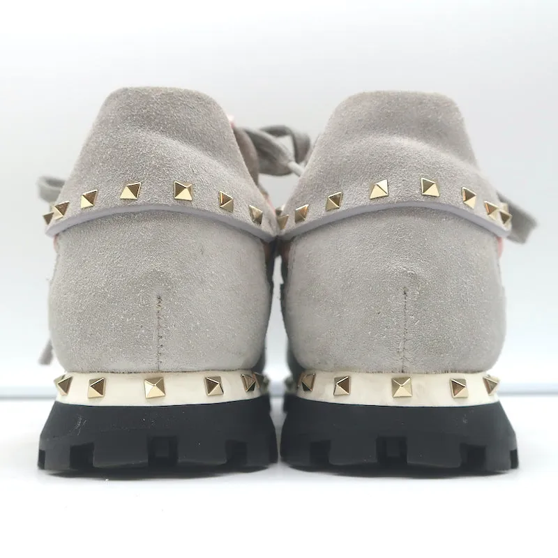 Valentino Soul Rockstud Sneakers Pink Camo & Grauer Wildleder Größe 35