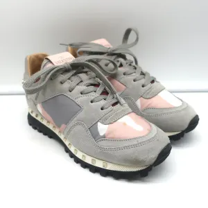 Valentino Soul Rockstud Sneakers Pink Camo & Grauer Wildleder Größe 35