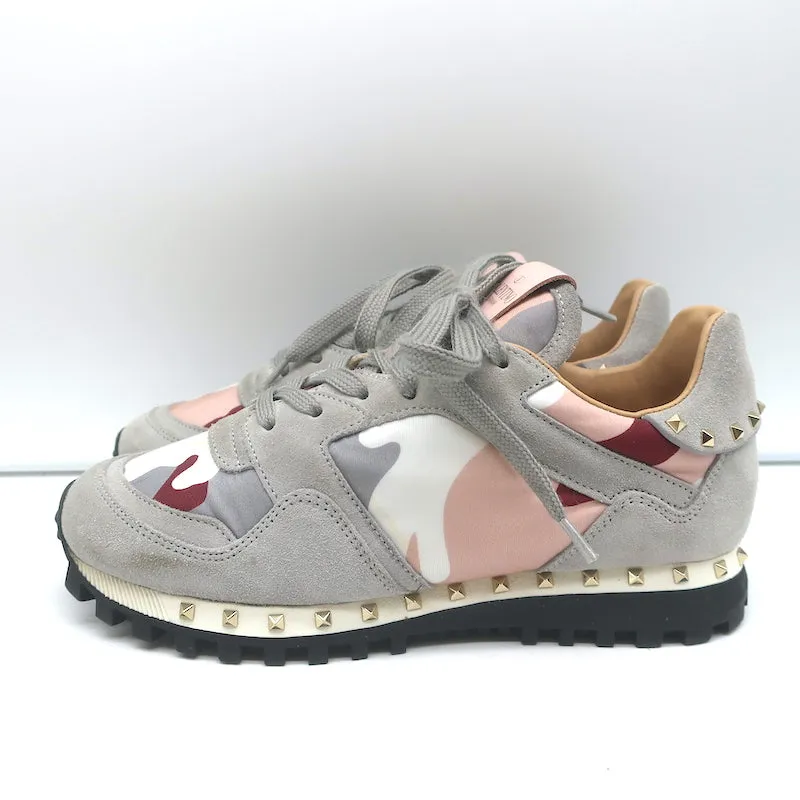 Valentino Soul Rockstud Sneakers Pink Camo & Grauer Wildleder Größe 35
