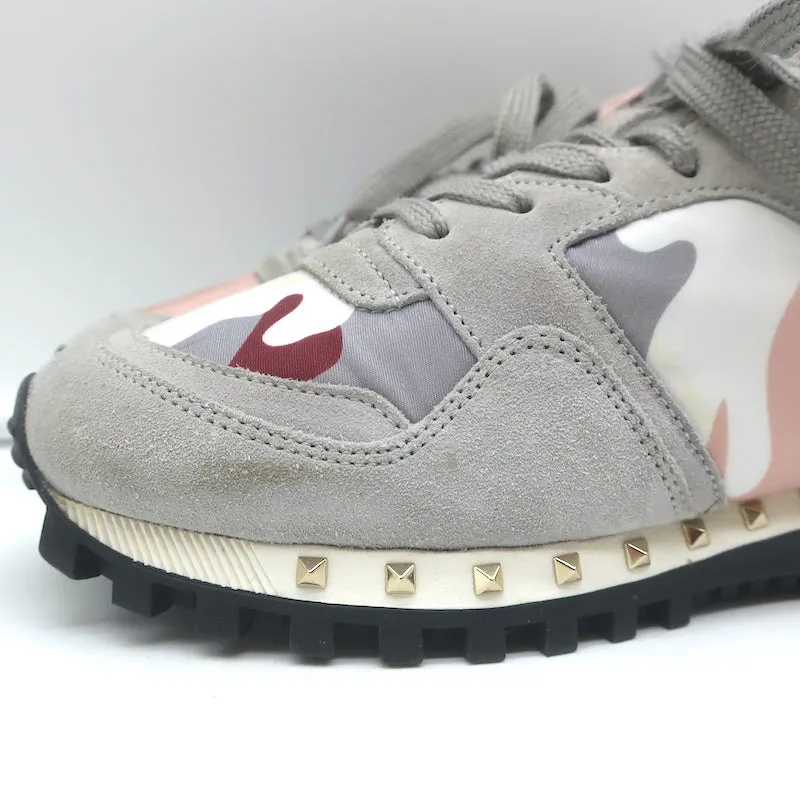 Valentino Soul Rockstud Sneakers Pink Camo & Grauer Wildleder Größe 35