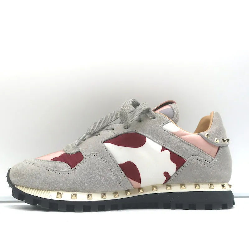 Valentino Soul Rockstud Sneakers Pink Camo & Grauer Wildleder Größe 35