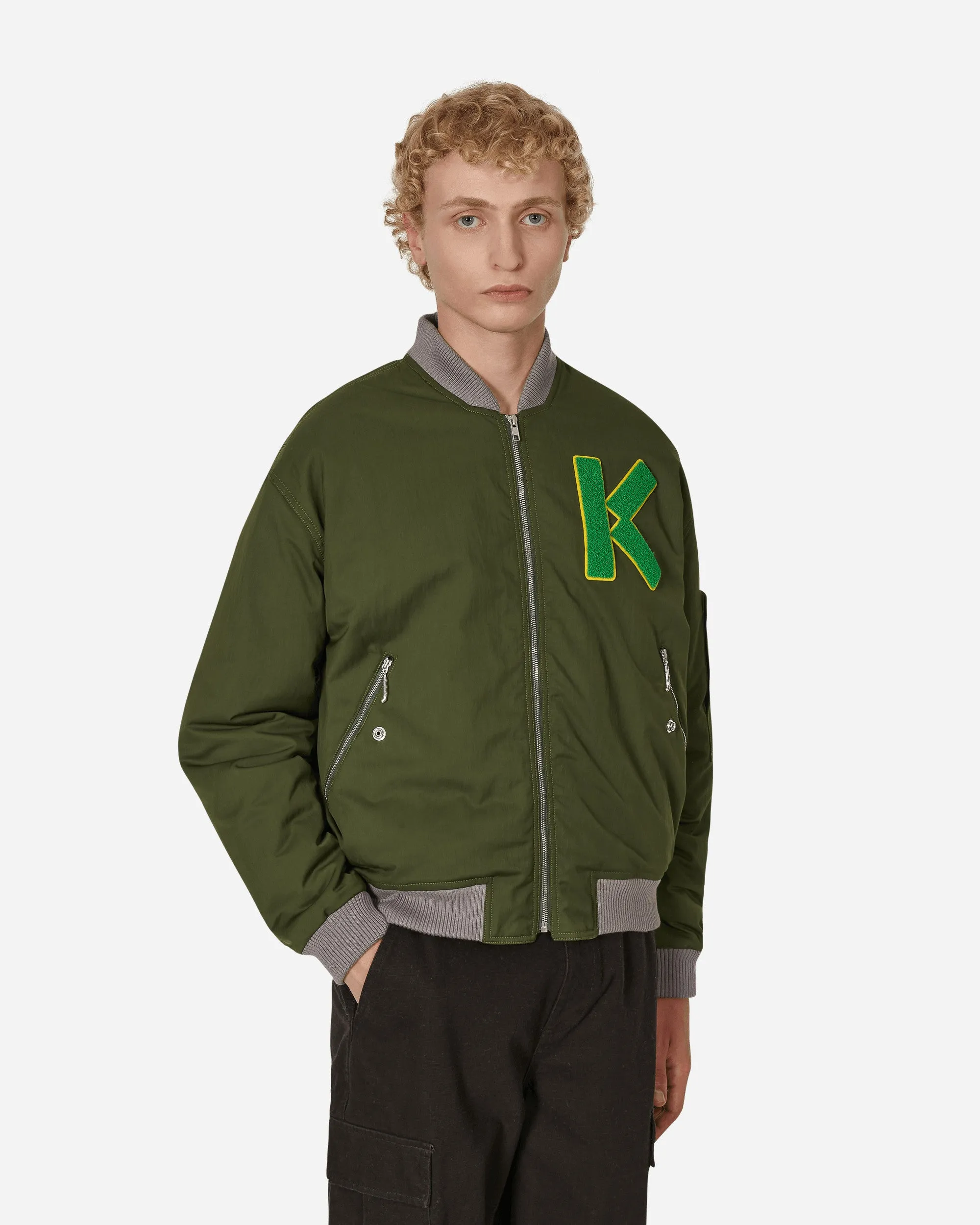 Varsity Bomber Jacke Grün