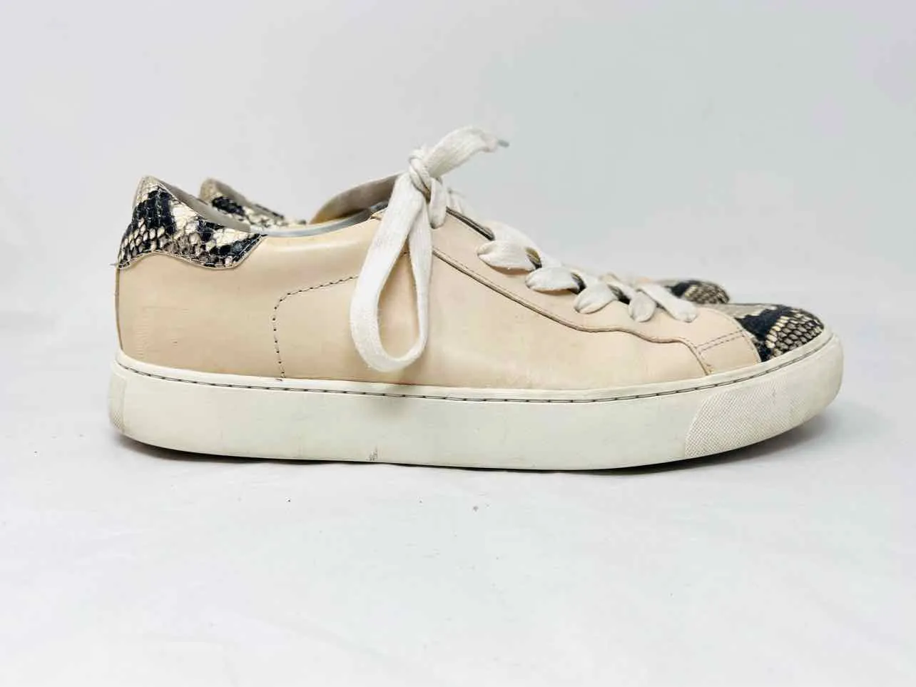 Veronica Beard Größe 10 Beige/Schwarz Blockierte Reptil-Optik AS IS Schuhe Sneaker