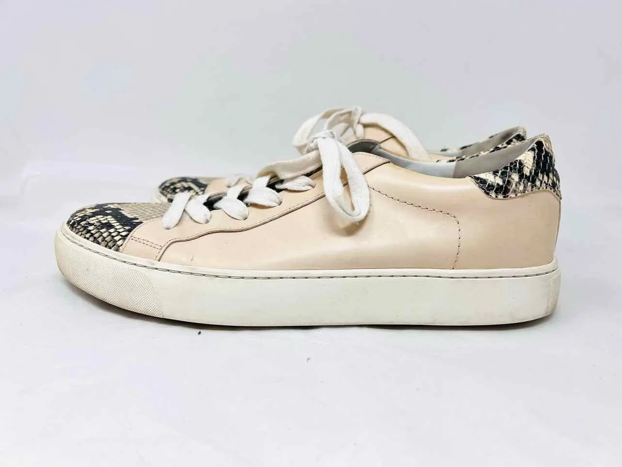 Veronica Beard Größe 10 Beige/Schwarz Blockierte Reptil-Optik AS IS Schuhe Sneaker