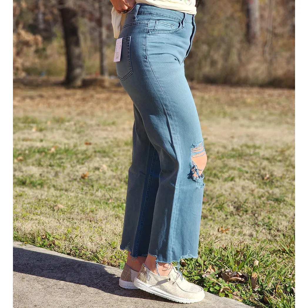 Vervet Blue Grey 90's Vintage Crop Jeans