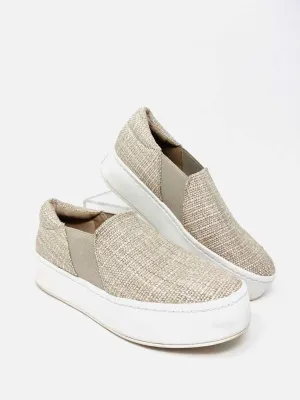 Vince Größe 5 Beige/Weiße Plateau-Slip-On Designer-Sneakers