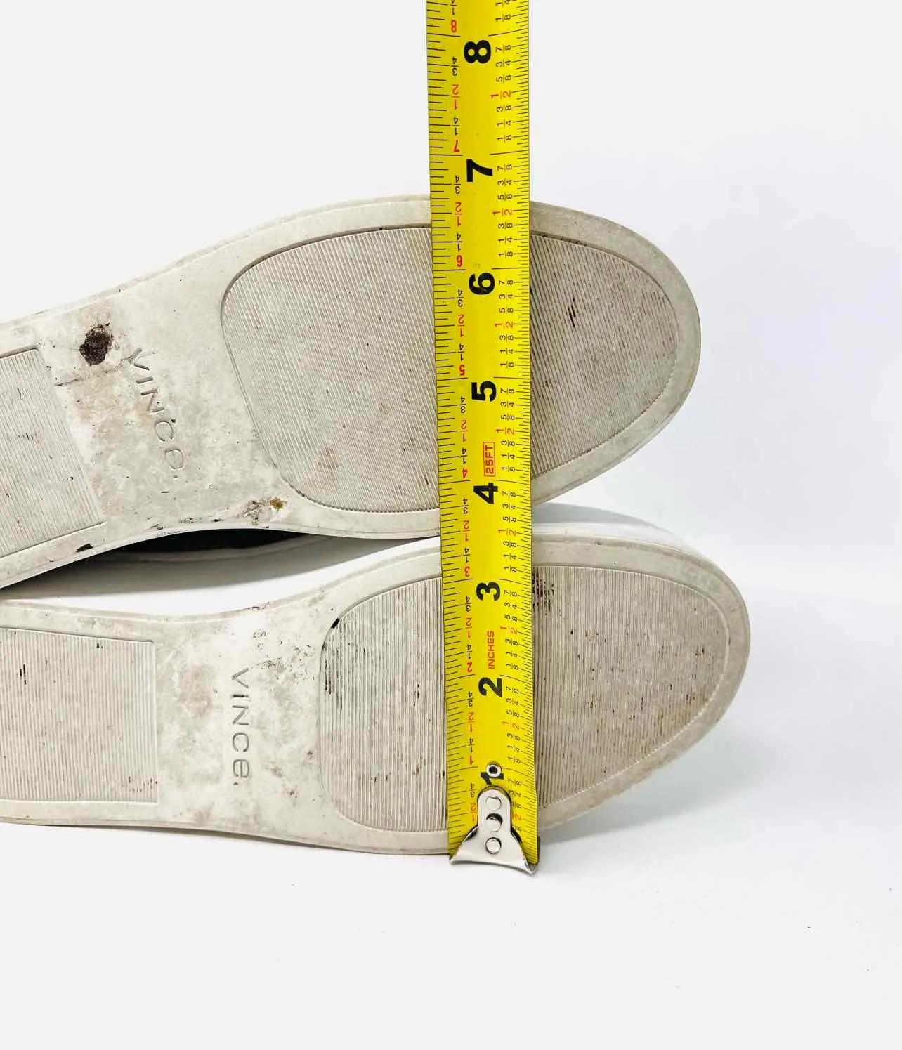Vince Größe 5 Beige/Weiße Plateau-Slip-On Designer-Sneakers