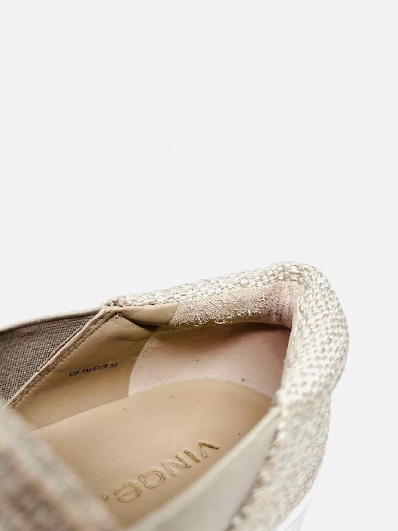 Vince Größe 5 Beige/Weiße Plateau-Slip-On Designer-Sneakers