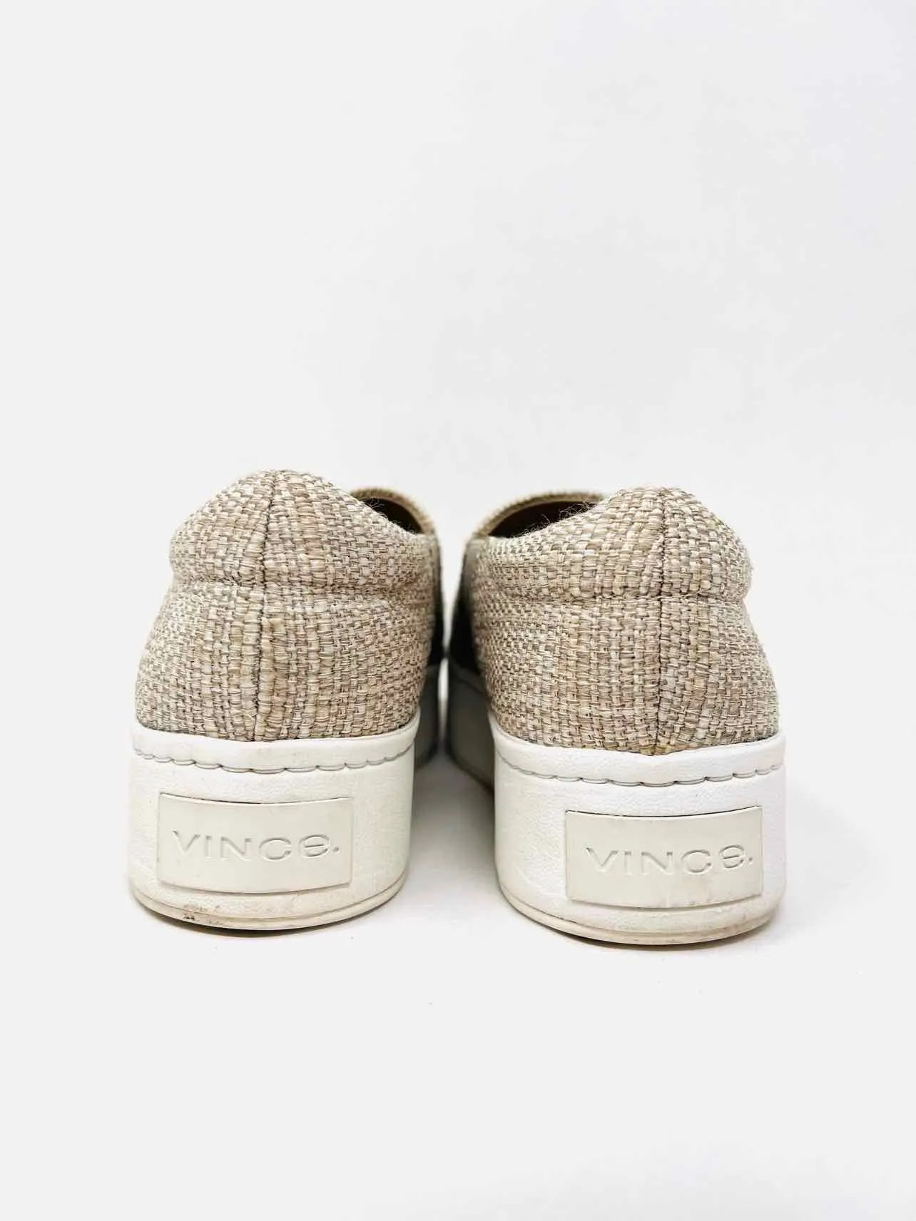 Vince Größe 5 Beige/Weiße Plateau-Slip-On Designer-Sneakers