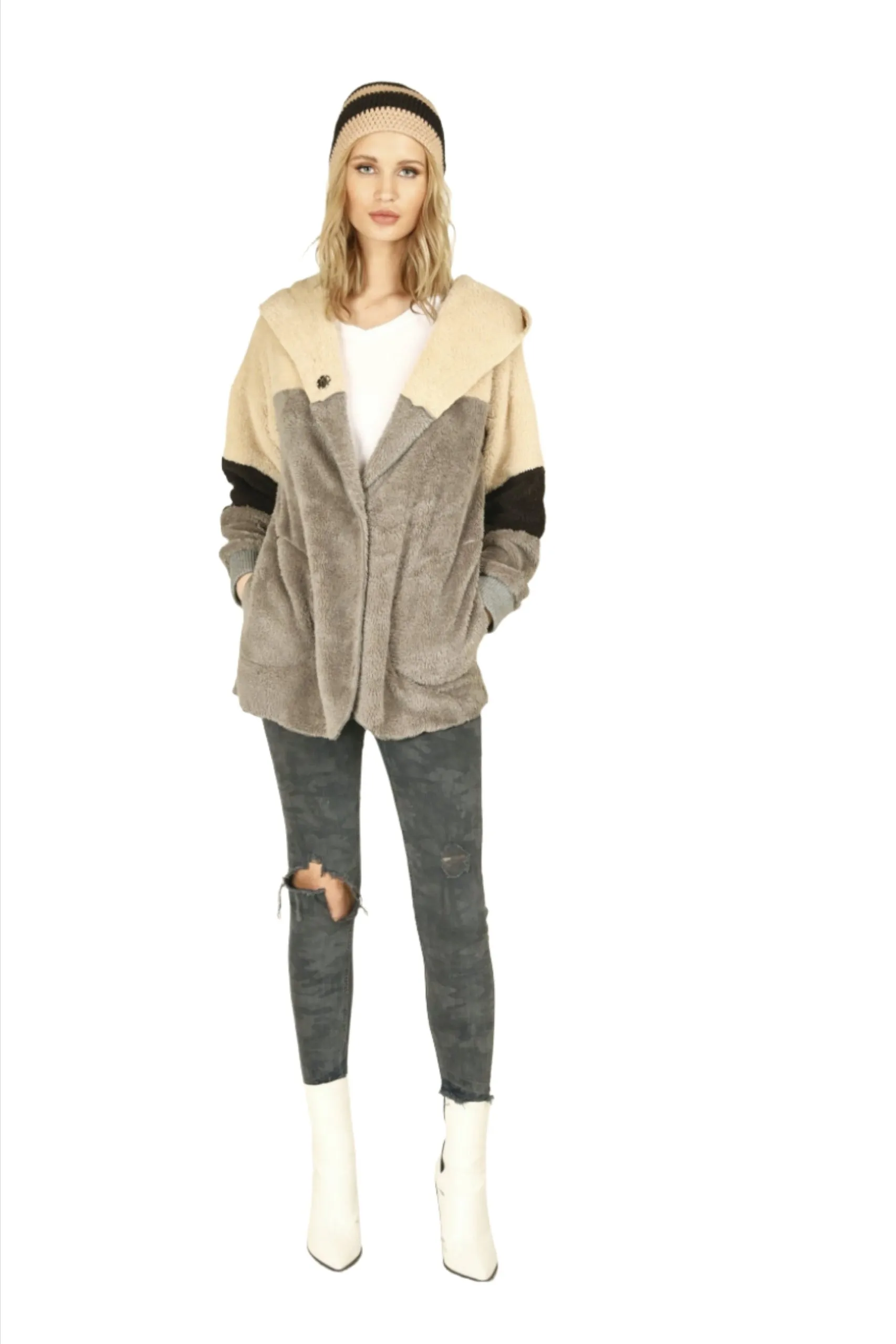 Vintage Havana/Ocean Fuzzy Wickelschal Pullover CC7874