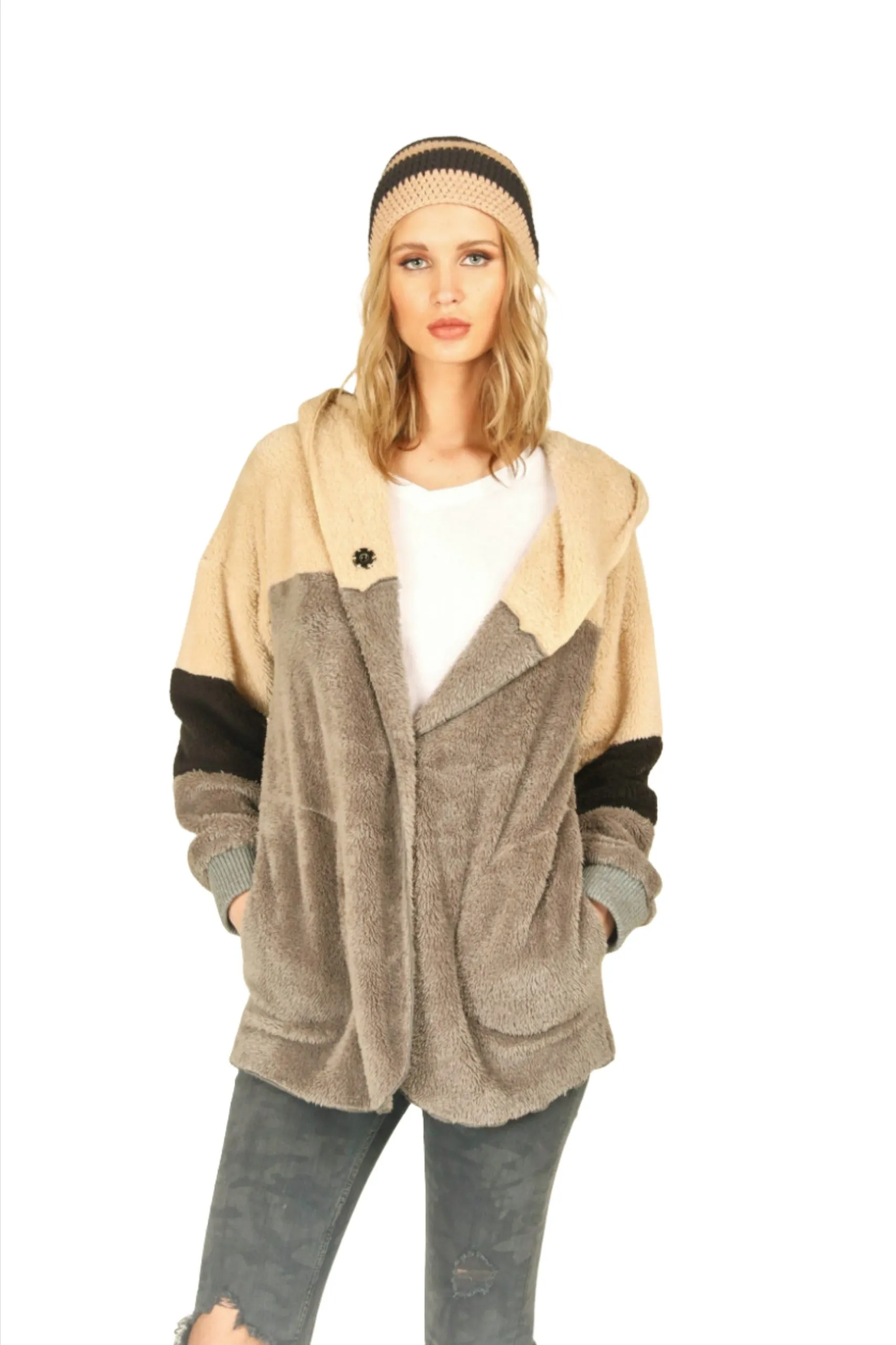 Vintage Havana/Ocean Fuzzy Wickelschal Pullover CC7874