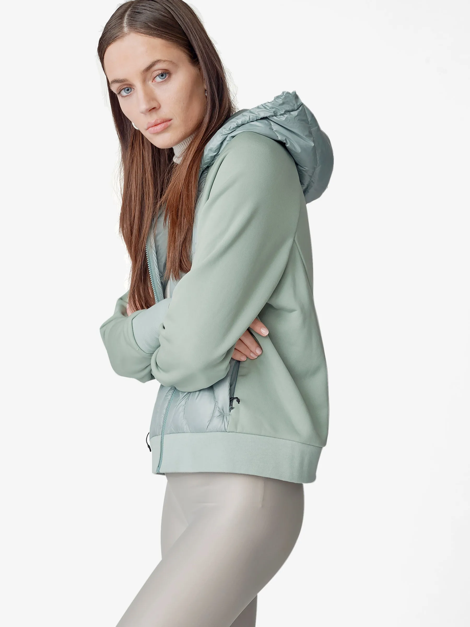 W DOWN ZIP HOODIE - Schiefergrau