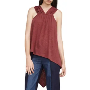 Asymmetrisches Damen-Tanktop, Ziegelrot
