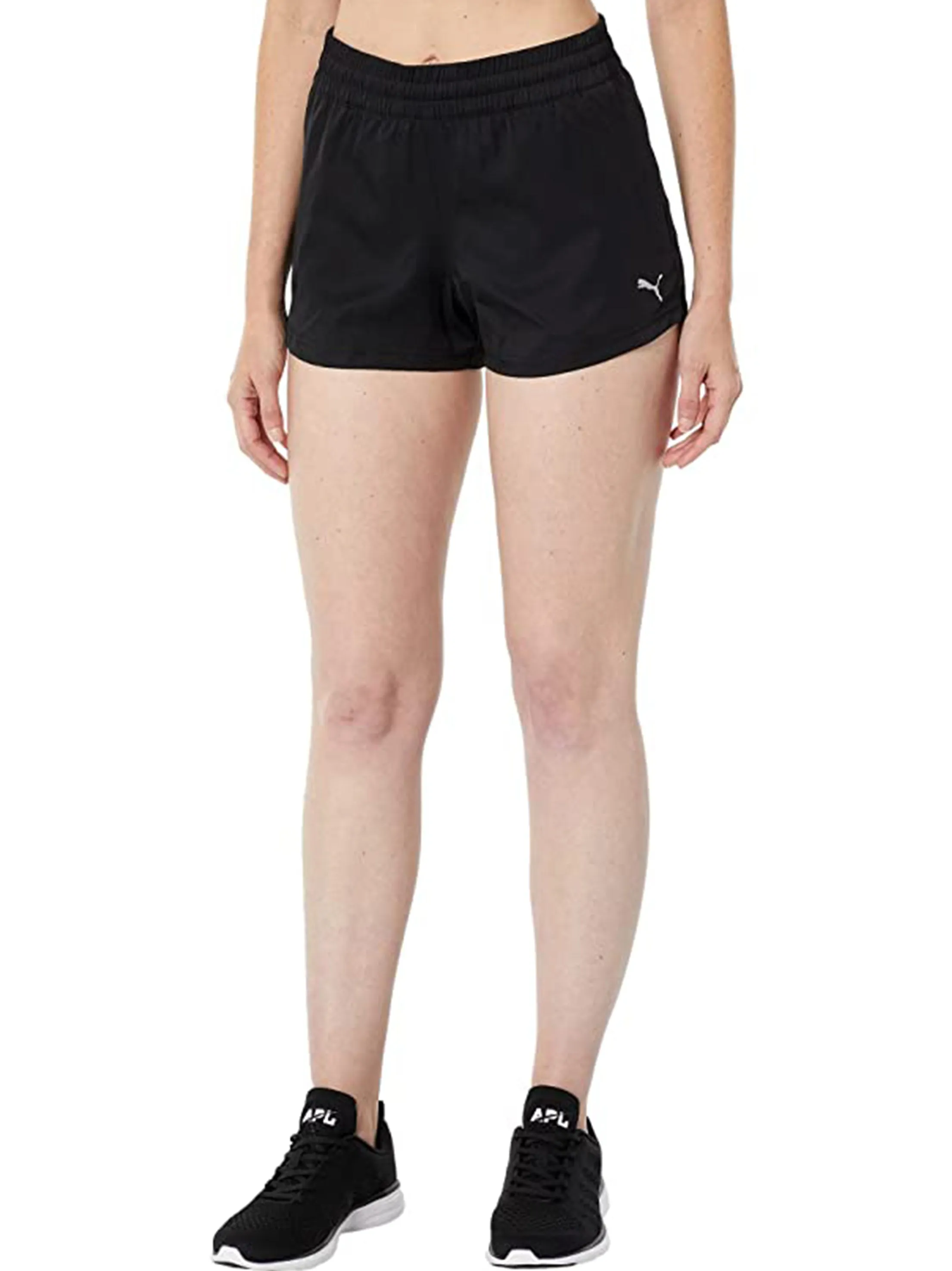 Damen Sportshorts mit besticktem Markenlogo, Schwarz