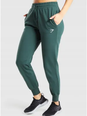 Damen Sweatpants mit Logo-Print, Dunkelgrün