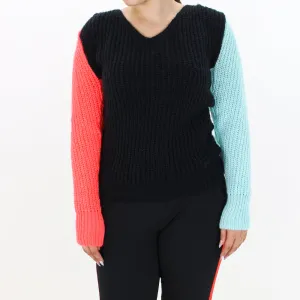 Damen-Farbblock-Pullover, Mehrfarbig
